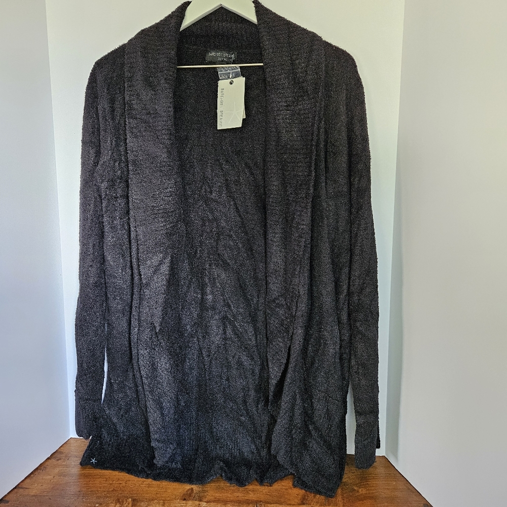 Barefoot Dreams CozyChic Lite Circle Cardigan Black Women's Sweater Shrug NWT